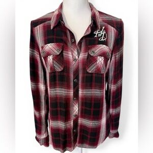 Harley-Davidson Lightweight Red and Black Plaid Shirt Size Medium